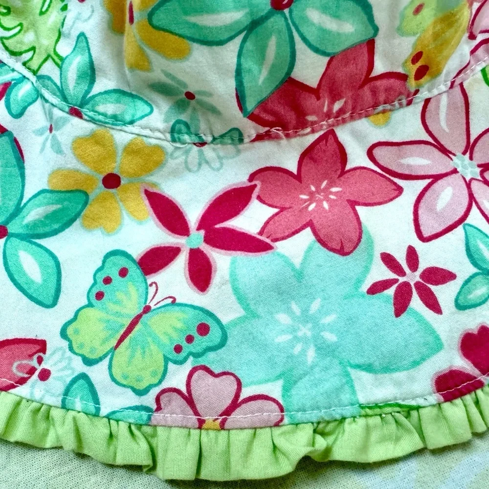 GYMBOREE ADORABLE BUCKET HAT IN COTTON WITH RUFFLE-XXL (5-7 YRS)